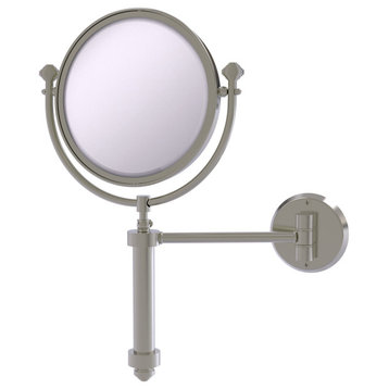 Southbeach Wall-Mount Makeup Mirror, 8" Dia, 5X Magnification, Satin Nickel