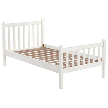 Alaterre Furniture Windsor Wood Slat Twin Bed - Driftwood White