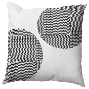 Circles and Squares Polyester Indoor/Outdoor Pillow, Raven Black, 20"x20"