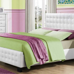 HOMELEGANCE 2004T-1 SPARKLE WHITE TWIN BED - Kids Beds