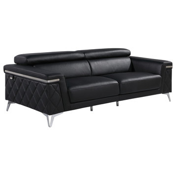 Mia Top Grain Italian Leather Sofa, Black