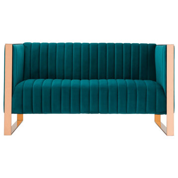 Trillium Loveseat, Aqua Blue and Rose Gold