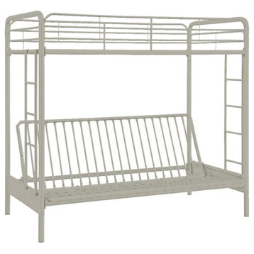 DHP Metal Twin Over Full Convertible Futon Sofa Bunk Bed in White