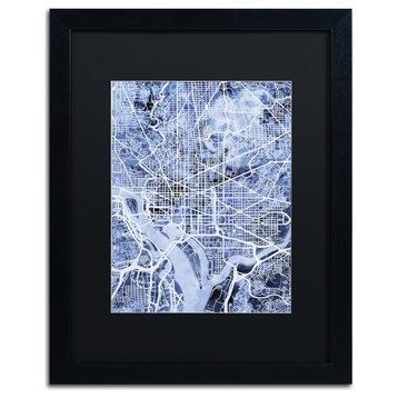 Michael Tompsett 'Washington DC Map 2' Matted Framed Art, Black Mat, 20"x16"