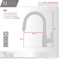 STYLISH Modern Single Handle  Pull down Sprayer  Kitchen Faucet in Gold Finish
