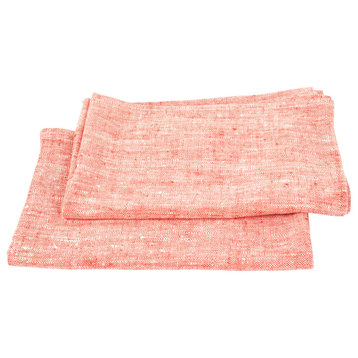 Linen Prewashed Hand And Guest Towels Francesca, Set of 2, Red, 45x70