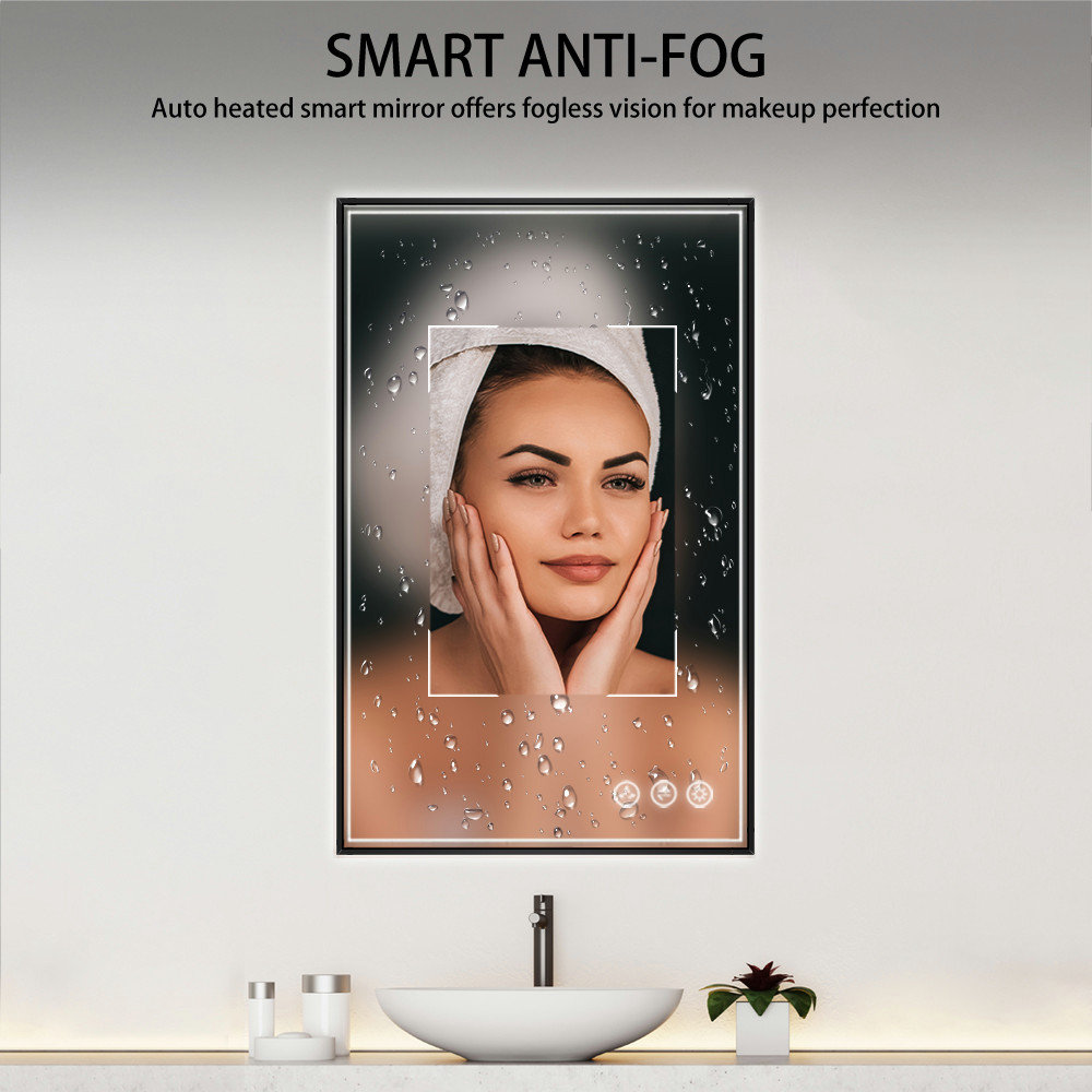 Fogless, Dimmable, Color Temperature Adjustable LED Mirror, Matte Black, 24x36