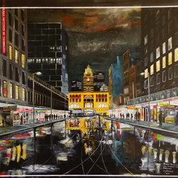"Flinders Street Station from Elizabeth Street, Melbourne" by Christopher Johnst - Paintings