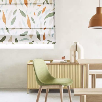 Autumn Leaves Quick Fix Washable Flat Fold Roman Shades, Window Blinds