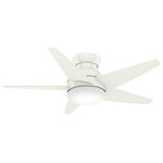 Casablanca Fan Company - Casablanca 44" Isotope Ceiling Fan With Light Kit & Wall Control, Fresh White - With a low-profile design and swept-wing blade configuration, the Isotope evokes a mid-century modern style that's ideal for installation in interiors with lower ceilings. This contemporary ceiling fan boasts superior air circulation driven by a reversible, four-speed Direct Drive motor for unparalleled power, silent performance, and reliability over decades of daily use. The sleek Isotope fan includes a convenient wall control that allows you to change fan speeds and adjust the energy-efficient LED lights with ease.