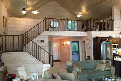 Example of a mountain style living room design in Minneapolis