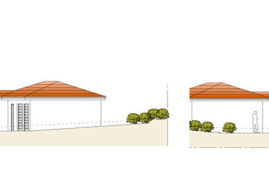 Geräumiges, Zweistöckiges Country Haus mit Putzfassade, Ziegeldach und grauem Dach in München