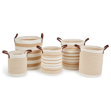 Two's Company 53851 Natural Neutrals 5-Piece Set Hand-Crafted Baskets