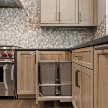 Dual Bin Pull-out Trash and Recycle Center in Oak Cabinetry