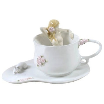 Bathing Beauty Coffee Cup Set With Spoon, Home Accent, Fine Porcelain
