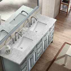 73 inch Cottage Double Sink Bathroom Vanity Set in Grey Finish - Bathroom Vanities And Sink Consoles