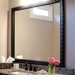 Frame My Mirror - Hillsborough Framed Wall Mirror, Bronze, 36"x48" - The Hillsborough frame adds an artistic touch to your mirror with an abstract design on the outer edge and scrollwork that rings the interior. The antiqued metallic finish highlights the beautiful details of this ornate framed mirror design.