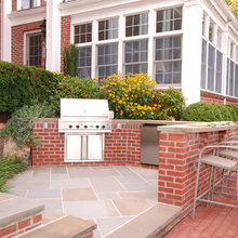 Outdoor BBQ area with patio