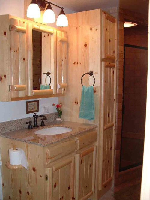 Pine Or White Vanity For Cabin Bathroom, Pine Vanity Cabinet