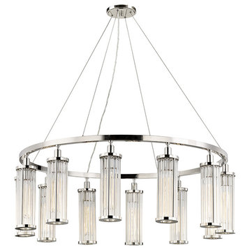 Marley 12-Light Pendant, Polished Nickel Finish, Clear Glass Shade