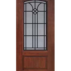 Single Door 80 Fiberglass Cantania 1 Panel Arch Lite GBG Glass - Front Doors