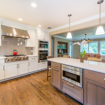 Open kitchen with home alterations in North Caldwell
