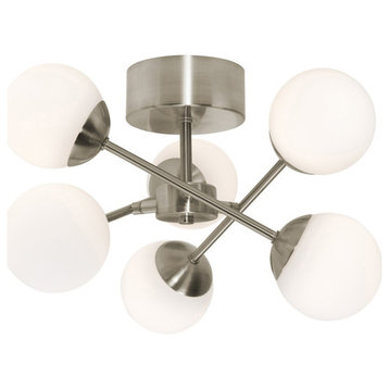 AFx Lighting Pearl 5-Light 16" LED Semi-Flush Mount, Nickel/Frosted