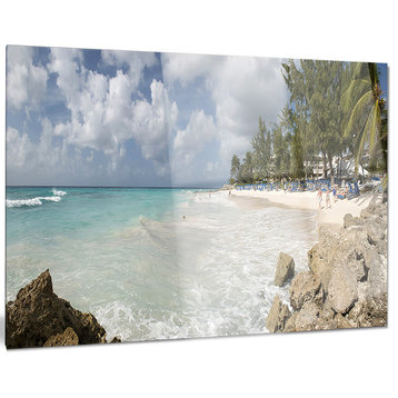 "Barbados Island White Seashore" Metal Wall Art, 28"x12"