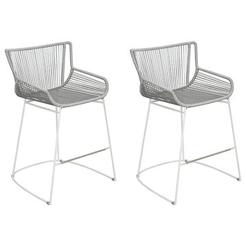 Dane Counter Chair, Set of 2, Dark Gray Frame, Dove Gray Weave