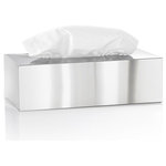 blomus - Nexio Stainless Steel Tissue Holder, Polished Stainless Steel - Give your average tissue box a sleek update with the Blomus Nexio Tissue Box. Made from polished stainless steel, this rectangular tissue box makes a simple and elegant addition to a desk or bathroom vanity. This tissue box is designed to hold only tissues, not other boxes. Remove tissues from a disposable box and place the folded stack inside this one for easy and stylish access to your tissues.
