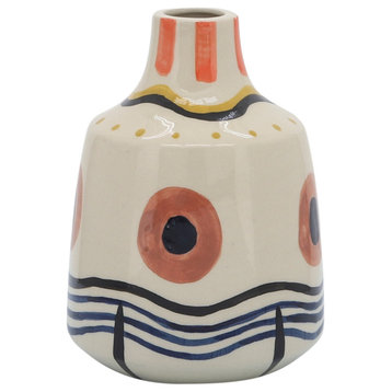 Ceramic 8"H Tribal Vase, Multi