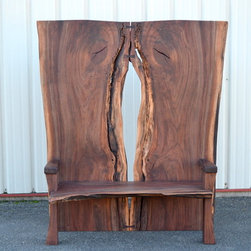 Live Edge Walnut High Backed Bench - Indoor Benches