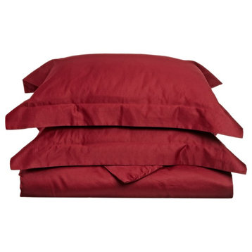 Egyptian Cotton Duvet Cover Pillow Shams set, Burgundy, Twin