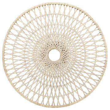 Wicker, 36", Round Wall Accent, Natural, Overlapping Strands