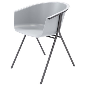 Olio Designs Tee Plastic Guest Arm Chair in Cool Gray and Black Coffee