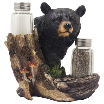 Black Bear Bust Salt and Pepper Shaker Set, 3-Piece Set