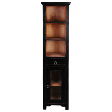 Sunset Trading Cottage Tall Narrow Cabinet | Antique Black