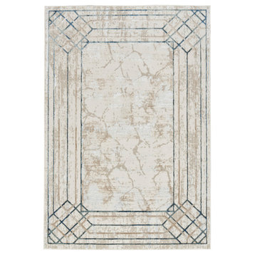 Nourison Glam 5'3" x 7'3" Ivory/Taupe Mid-Century Modern Indoor Area Rug