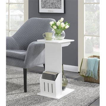 Convenience Concepts Designs2Go Abby Magazine C End Table in White Wood Finish