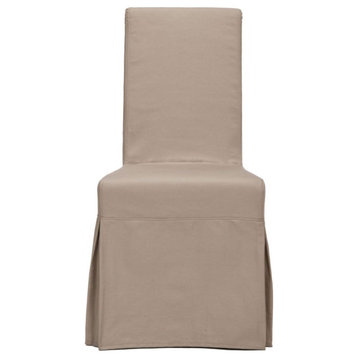 Bobin 19''h Linen Slipcover Chair (set Of 2) Ecru/ Cherry Mahogany
