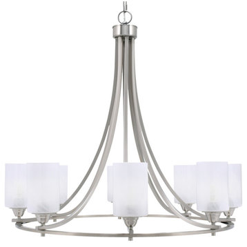 Paramount 8-Light Chandelier, Brushed Nickel, 4" White Marble Glass