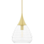 Mitzi by Hudson Valley Lighting - Marissa 1-Light 18" Pendant, Aged Brass, Clear Glass - Features: