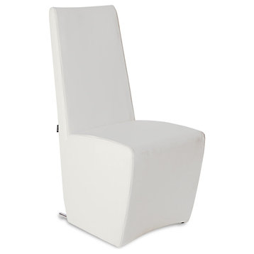 Boston High Back Modern Leather Dining Chair, White
