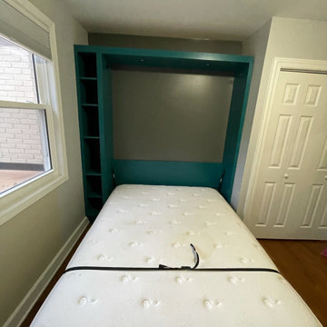 Custom Built Vertical Full Size Murphy Bed with Side Shelving