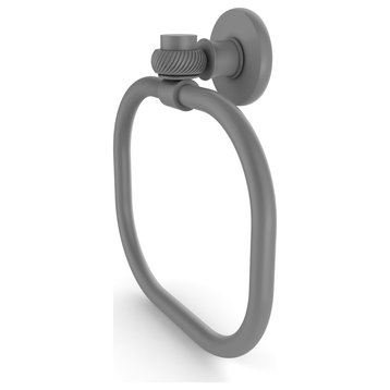 Continental Towel Ring With Twist Accents, Matte Gray