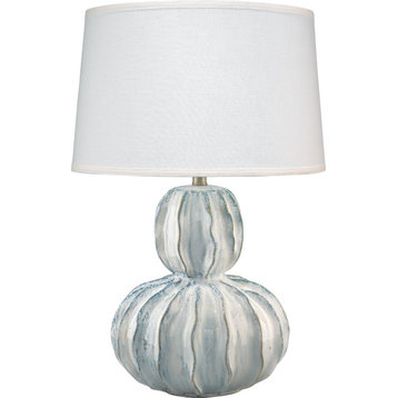 Oceane Gourd Table Lamp, White Ceramic