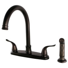 Kingston Brass 8 Centerset Kitchen Faucet With Sprayer - Transitional -  Kitchen Faucets - by Kingston Brass