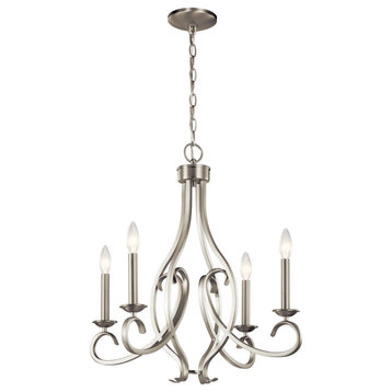 Ania 4-Light Traditional Chandelier in Brushed Nickel