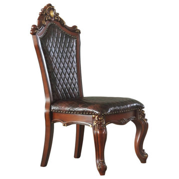 Unique Classic Dining Chair, Queen Anne Legs & Diamond Stitched Seat, Cherry Oak