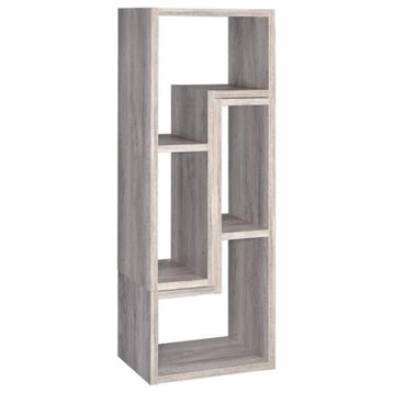 Bowery Hill Modern Adjustable Wooden Bookcase in Gray Driftwood